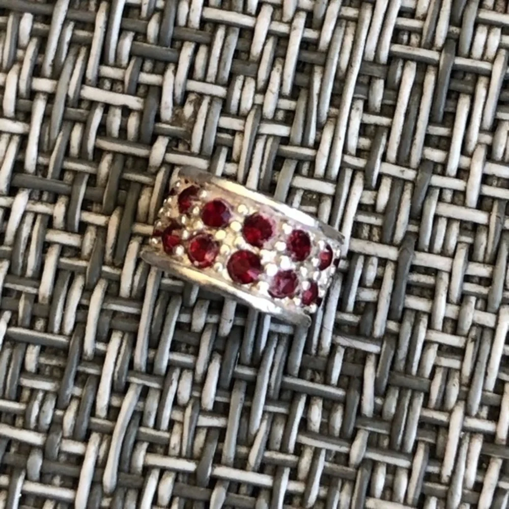 Silver 925 stamped charm for Pandora bracelet with red and white crystals